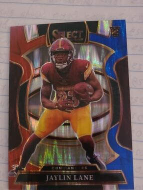 Jaylin Lane Commanders Football Card - Select 2025 Red & Blue Shock Prizm